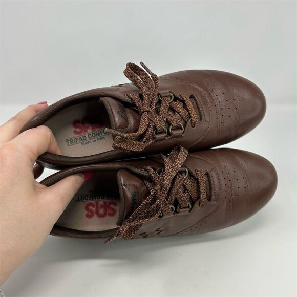 SAS Women's Free Time Brown Leather Lace Up Walking Shoes Size 7.5 M Casual - Picture 13 of 16